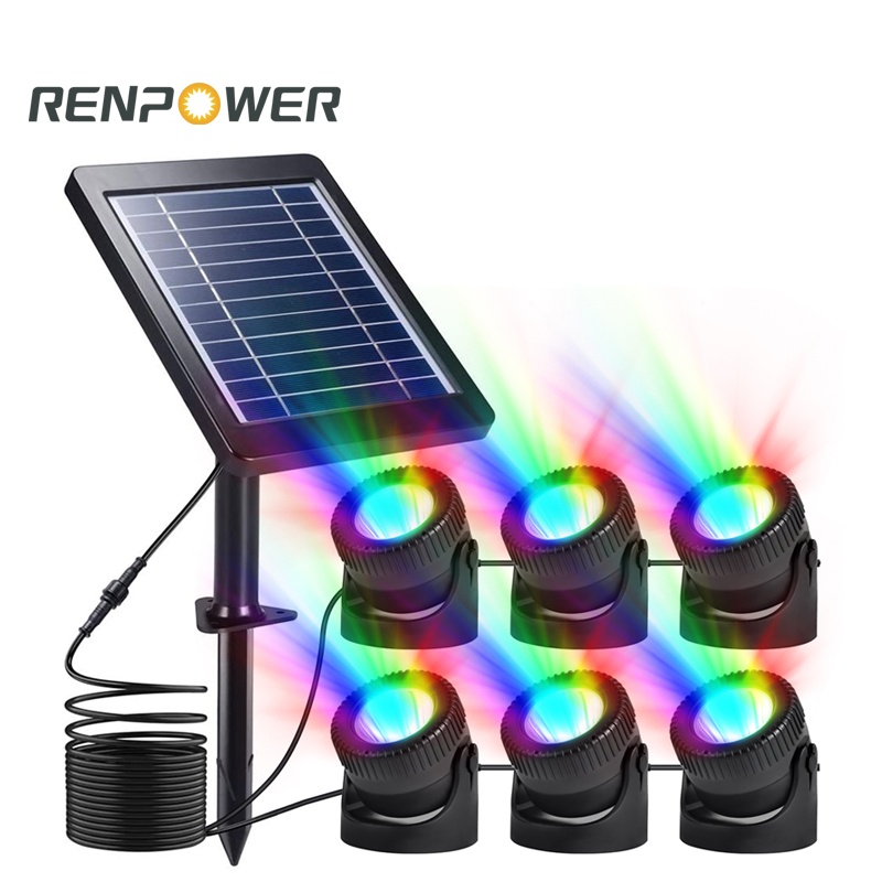 နေရောင်ခြည်စွမ်းအင်သုံး LED အသစ်များ IP68 နေရောင်ခြည်စွမ်းအင်သုံးရေအောက်ရေအောက်အရောင်များအပြင်ဘက်ဥယျာဉ် Pool အလှဆင်အလင်းရောင်